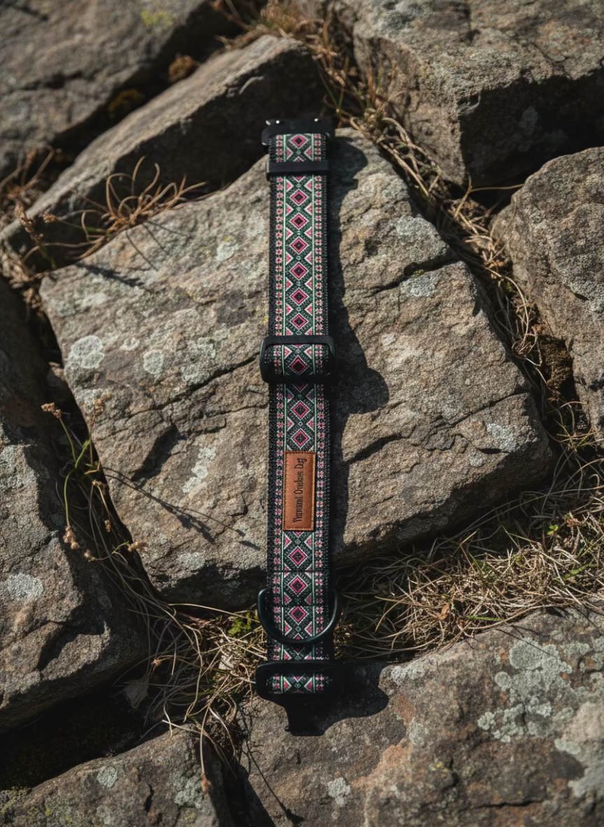 Dog Collar M Wide Adjustable 16-21" Tactical Buckle