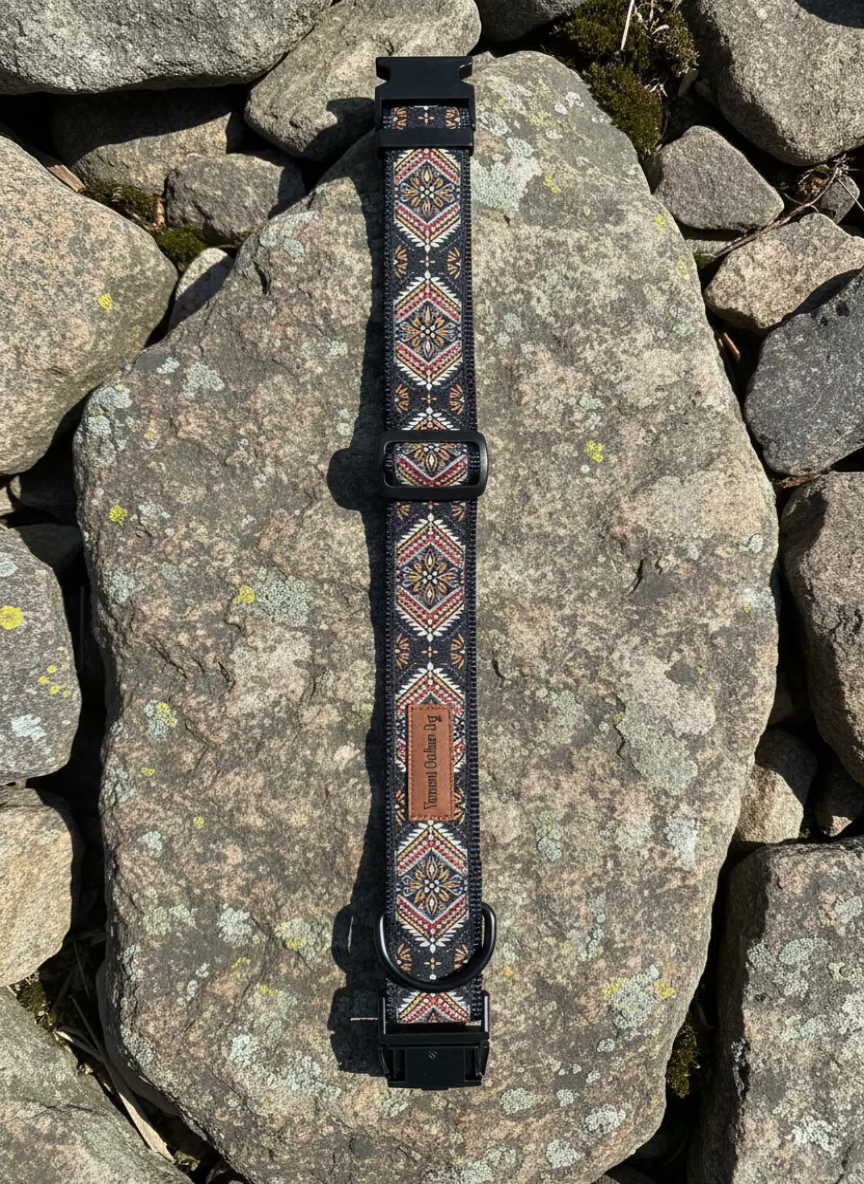 Dog Collar M Wide Adjustable 16-21" Metal Buckle