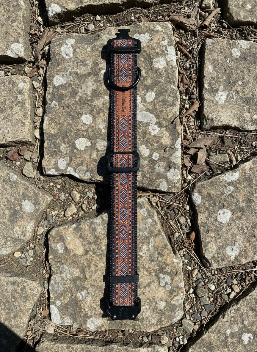 Dog Collar M Wide Adjustable 16-21" Tactical Buckle