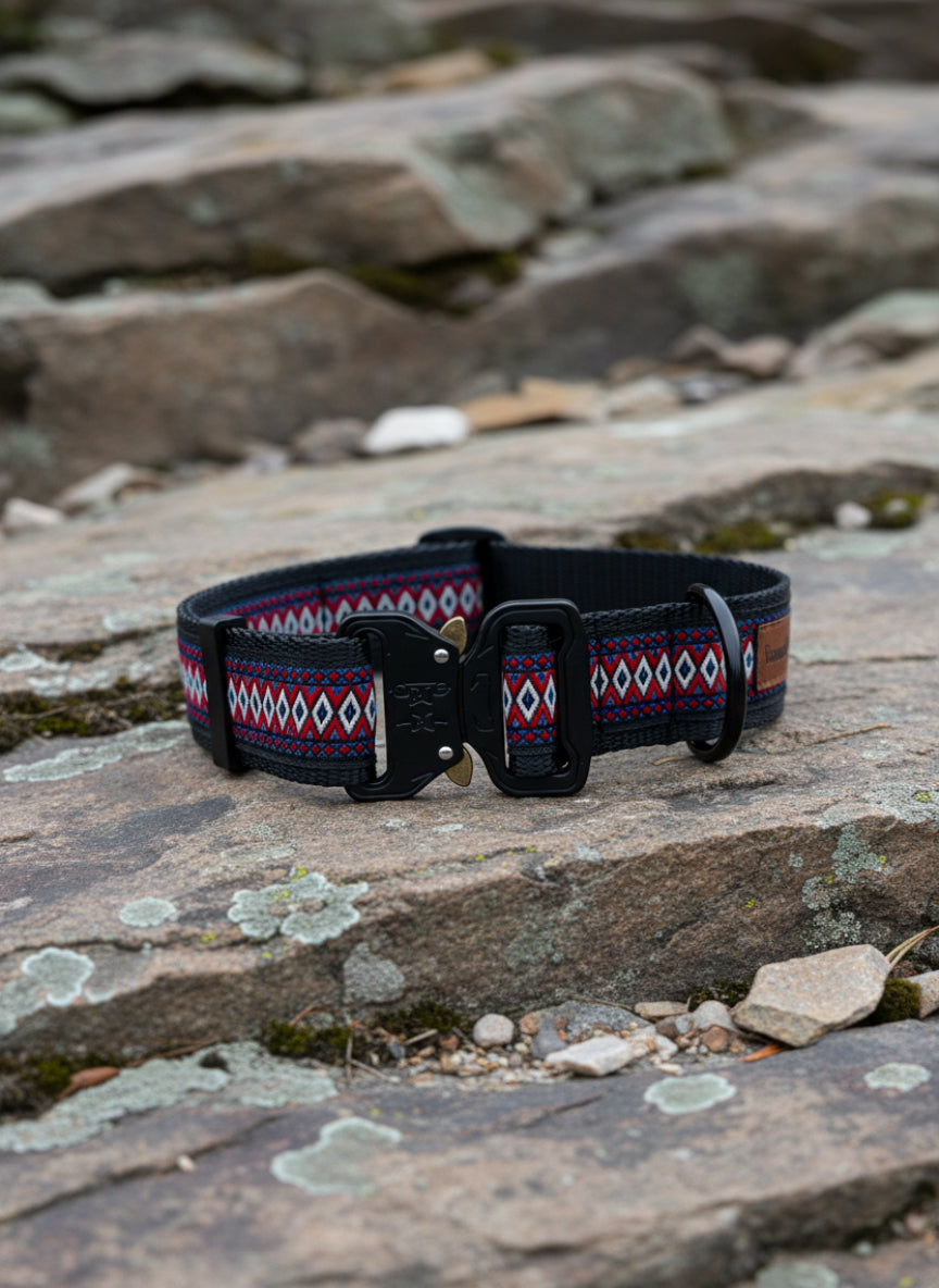 Dog Collar L Wide Adjustable 21-28" Tactical Buckle