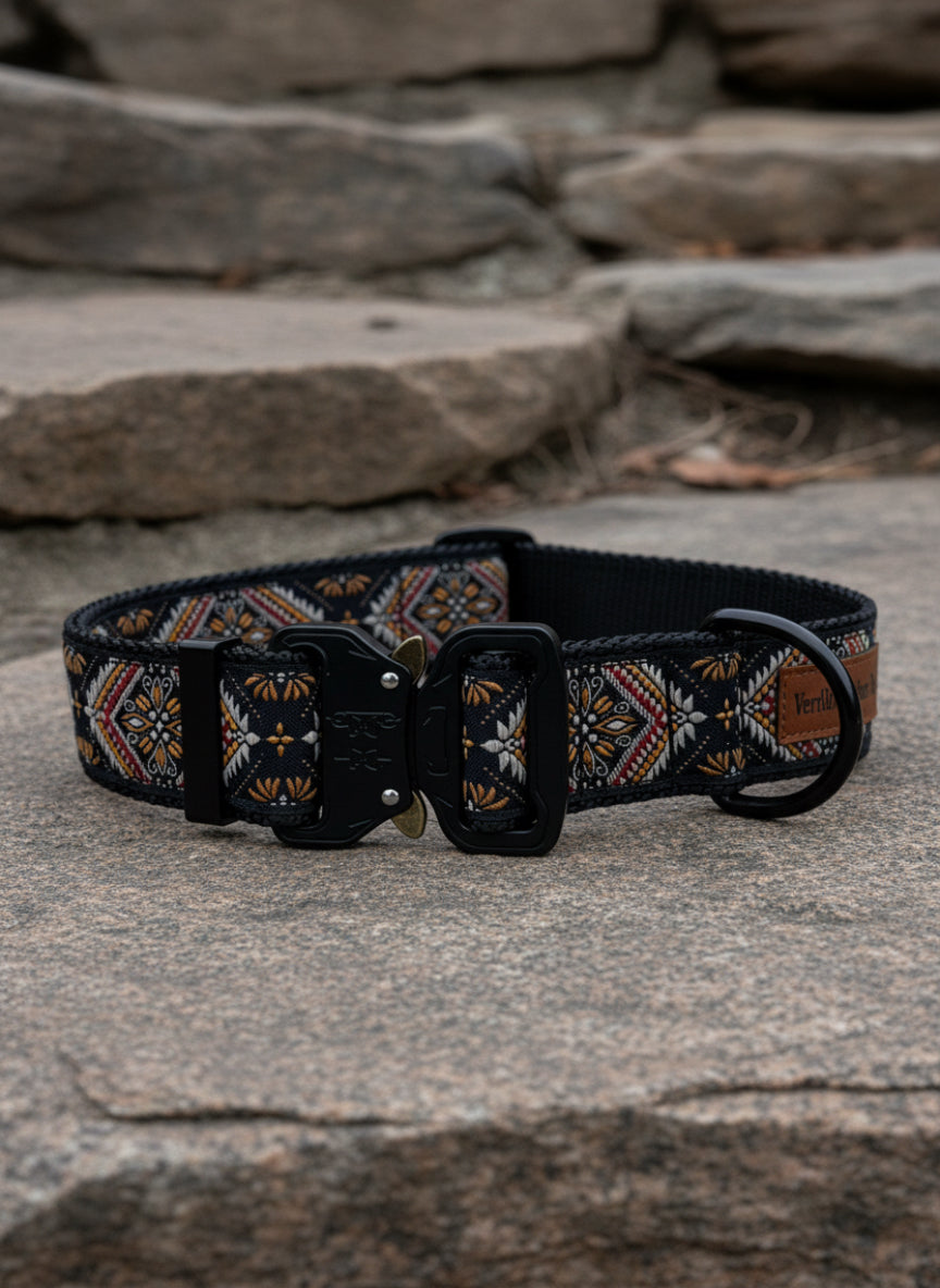 Dog Collar L Wide Adjustable 21-28" Tactical Buckle