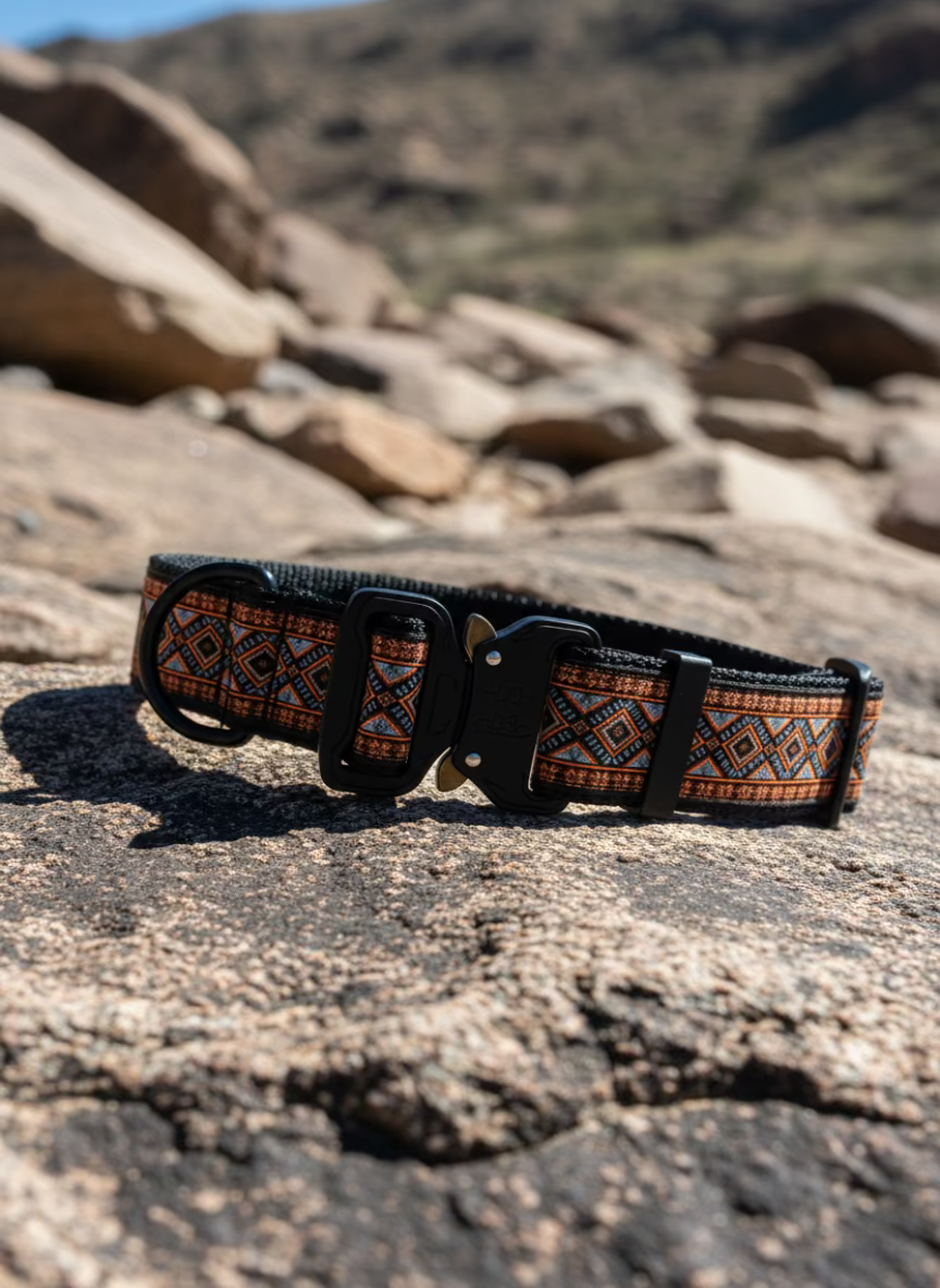 Dog Collar M Wide Adjustable 16-21" Tactical Buckle