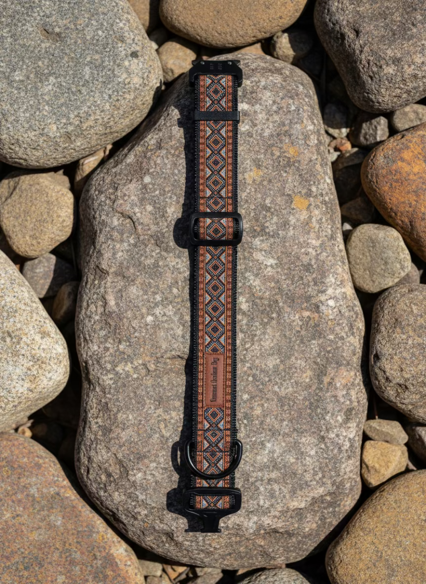 Dog Collar M Wide Adjustable 16-21" Tactical Buckle