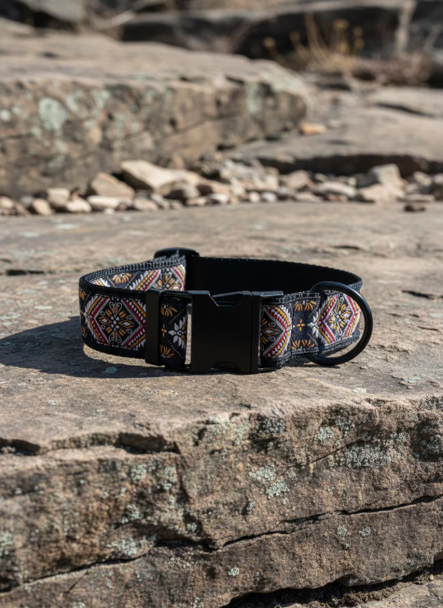 Dog Collar M Wide Adjustable 16-21" Metal Buckle